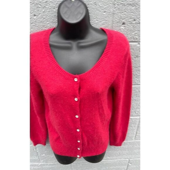 Apt 9 Cardigan women’s size medium red long sleeve rabbit hair sweater - Picture 3 of 11